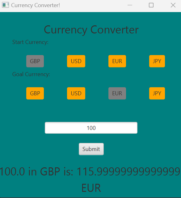 a picture of my currency converter project