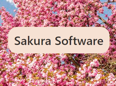 the words sakura software on a background of a sakura tree